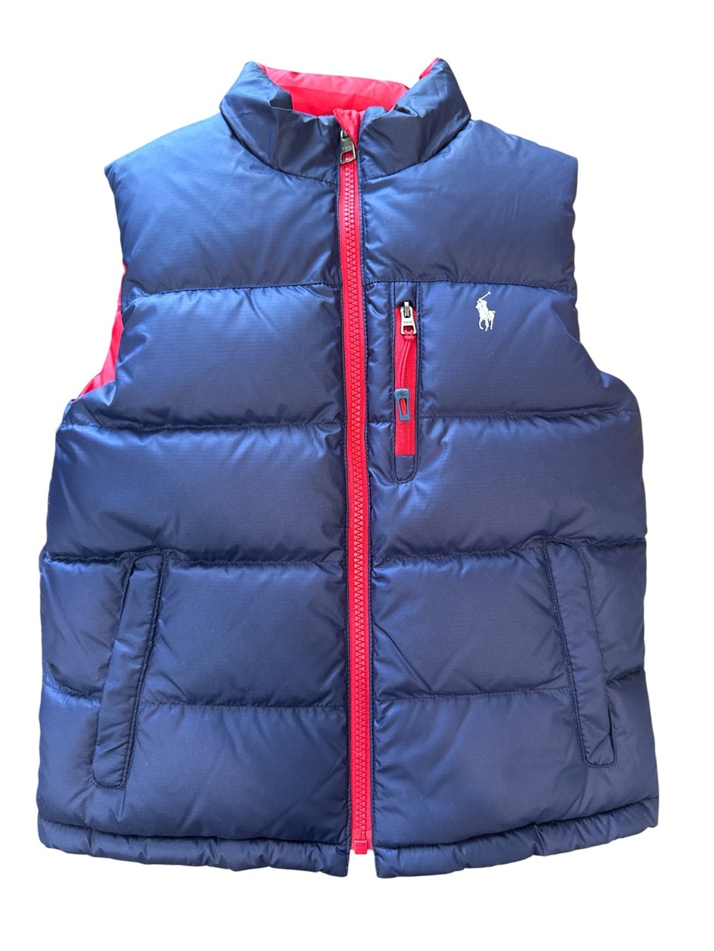 Polo Ralph Lauren Reversible Puffer Vest Red Blue Youth Boys’ Size 6 Pockets